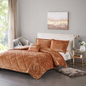 4 Pcs Velvet Comforter Set with Throw Pillow(King/Cal King)