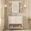 36'' Bathroom Vanity with Medicine Cabinet, Modern Mirror Cabinet with Adjustable Shelf, Bathroom Storage Cabinet with 4 Drawers, Solid Wood Frame Bat