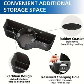 Car headrest rear seat storage with 3.7-inch cup holder, 3-in-1 seat back storage with child and adult headrest hooks, multifunctional storage for car
