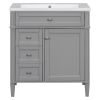 30'' Bathroom Vanity with Top Sink, Modern Bathroom Storage Cabinet with 2 Drawers and a Tip-out Drawer, Freestanding Vanity Set with Mirror Cabinet,