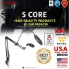 5 Core Microphone Arm Stand, Upgraded Adjustable Suspension Boom Scissor Arm Mic Stand 42 inch with Pop Filter, 3/8" to 5/8" Adapter, Mic Clip Shock M