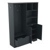 Multi-functional Hall Tree with Storage Shelves Drawers and Cabinet, Elegant Hallway Shoe Cabinet with Bench, Modern Coat Rack with Hooks for Hallway