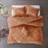 4 Pcs Velvet Comforter Set with Throw Pillow(King/Cal King)