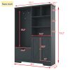 Multi-functional Hall Tree with Storage Shelves Drawers and Cabinet, Elegant Hallway Shoe Cabinet with Bench, Modern Coat Rack with Hooks for Hallway