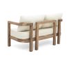 2 - Person Outdoor Acacia Wood Patio Seating Group with Cushions and Coffee Table for Porch, Garden, Backyard, Balcony, Brown wash, Beige cushion