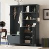 Multi-functional Hall Tree with Storage Shelves Drawers and Cabinet, Elegant Hallway Shoe Cabinet with Bench, Modern Coat Rack with Hooks for Hallway