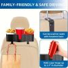 Car headrest rear seat storage with 3.7-inch cup holder, 3-in-1 seat back storage with child and adult headrest hooks, multifunctional storage for car