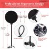 5 Core Microphone Arm Stand, Upgraded Adjustable Suspension Boom Scissor Arm Mic Stand 42 inch with Pop Filter, 3/8" to 5/8" Adapter, Mic Clip Shock M