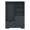 Multi-functional Hall Tree with Storage Shelves Drawers and Cabinet, Elegant Hallway Shoe Cabinet with Bench, Modern Coat Rack with Hooks for Hallway
