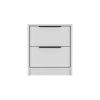Kaia Nightstand , End Table, Side Table Two Drawers, Metal Handle -White