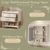36'' Bathroom Vanity with Medicine Cabinet, Modern Mirror Cabinet with Adjustable Shelf, Bathroom Storage Cabinet with 4 Drawers, Solid Wood Frame Bat