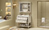 36'' Bathroom Vanity with Medicine Cabinet, Modern Mirror Cabinet with Adjustable Shelf, Bathroom Storage Cabinet with 4 Drawers, Solid Wood Frame Bat