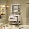 36'' Bathroom Vanity with Medicine Cabinet, Modern Mirror Cabinet with Adjustable Shelf, Bathroom Storage Cabinet with 4 Drawers, Solid Wood Frame Bat