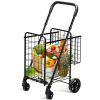 Folding Shopping Basket Rolling Trolley with Adjustable Handle