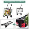 Folding Shopping Basket Rolling Trolley with Adjustable Handle