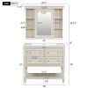 36'' Bathroom Vanity with Medicine Cabinet, Modern Mirror Cabinet with Adjustable Shelf, Bathroom Storage Cabinet with 4 Drawers, Solid Wood Frame Bat
