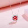 Emma Manor 925 Sterling Silver 5A CZ Diamond Enamel Happy Face Pendant Necklace for Women