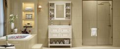 36'' Bathroom Vanity with Medicine Cabinet, Modern Mirror Cabinet with Adjustable Shelf, Bathroom Storage Cabinet with 4 Drawers, Solid Wood Frame Bat