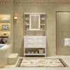36'' Bathroom Vanity with Medicine Cabinet, Modern Mirror Cabinet with Adjustable Shelf, Bathroom Storage Cabinet with 4 Drawers, Solid Wood Frame Bat