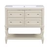 36'' Bathroom Vanity with Medicine Cabinet, Modern Mirror Cabinet with Adjustable Shelf, Bathroom Storage Cabinet with 4 Drawers, Solid Wood Frame Bat