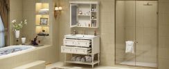 36'' Bathroom Vanity with Medicine Cabinet, Modern Mirror Cabinet with Adjustable Shelf, Bathroom Storage Cabinet with 4 Drawers, Solid Wood Frame Bat