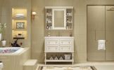 36'' Bathroom Vanity with Medicine Cabinet, Modern Mirror Cabinet with Adjustable Shelf, Bathroom Storage Cabinet with 4 Drawers, Solid Wood Frame Bat