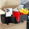 Car headrest rear seat storage with 3.7-inch cup holder, 3-in-1 seat back storage with child and adult headrest hooks, multifunctional storage for car
