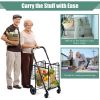 Folding Shopping Basket Rolling Trolley with Adjustable Handle