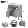 30'' Bathroom Vanity with Top Sink, Modern Bathroom Storage Cabinet with 2 Drawers and a Tip-out Drawer, Freestanding Vanity Set with Mirror Cabinet,
