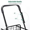 Folding Shopping Basket Rolling Trolley with Adjustable Handle