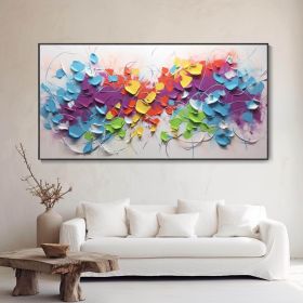 Handmade Oil Painting Abstract Colorful Geometric Texture Oil On Canvas Palette Knife Painting Modern Living Room Background Wall Deco Customized Nich (Style: 1, size: 120x240cm)
