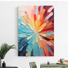 Handmade Oil Painting Large Textured Floral Wall Art Boho Wall Decor Rainbow Oil Painting Original Painting Neon Colorful Flower Petals Abstract Wall (Style: 1, size: 100x150cm)