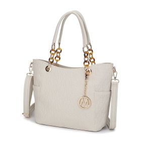 MKF Collection Rylee Vegan Leather Women Tote Handbag by Mia k (Color: Beige, Material: Polycarbonate)