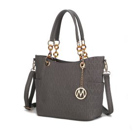 MKF Collection Rylee Vegan Leather Women Tote Handbag by Mia k (Color: Grey, Material: Polycarbonate)