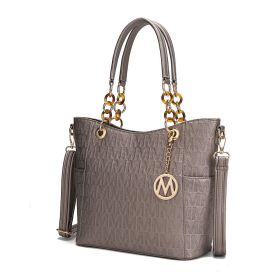 MKF Collection Rylee Vegan Leather Women Tote Handbag by Mia k (Color: Pewter, Material: Polycarbonate)