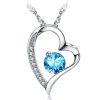 Emma Manor Heart Necklace 14K White Gold Plated Round Cut Cubic Zirconia Forever Lover Heart Pendant Necklace for Women Girls