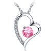Emma Manor Heart Necklace 14K White Gold Plated Round Cut Cubic Zirconia Forever Lover Heart Pendant Necklace for Women Girls