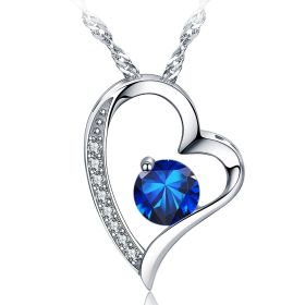 Emma Manor Heart Necklace 14K White Gold Plated Round Cut Cubic Zirconia Forever Lover Heart Pendant Necklace for Women Girls (Color: 45544)