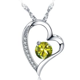 Emma Manor Heart Necklace 14K White Gold Plated Round Cut Cubic Zirconia Forever Lover Heart Pendant Necklace for Women Girls (Color: 45512)