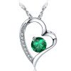 Emma Manor Heart Necklace 14K White Gold Plated Round Cut Cubic Zirconia Forever Lover Heart Pendant Necklace for Women Girls