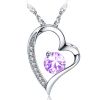 Emma Manor Heart Necklace 14K White Gold Plated Round Cut Cubic Zirconia Forever Lover Heart Pendant Necklace for Women Girls