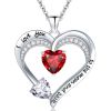 Love Heart Pendant Necklace 18k White Gold Plated 5A Cubic Zirconia Engraved I Love You Heart Jewelry Gift for Women Wife Girl