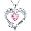 Love Heart Pendant Necklace 18k White Gold Plated 5A Cubic Zirconia Engraved I Love You Heart Jewelry Gift for Women Wife Girl