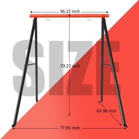 Metal Swing Stand Swing Sets for Backyard,Powder Coated Swing Frame of Swing Set with Extra Side Bars,Heavy-Duty A-Frame Outdoor Swing Fits Swing Chai (Color: Red)