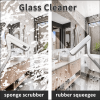 Shower Squeegee for Glass Doors with Crevice Brush, 2 in 1 Window Squeegee Cleaner, Professional Window Scrubber for Bathroom Shower Car Mirror Glass