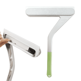 Shower Squeegee for Glass Doors with Crevice Brush, 2 in 1 Window Squeegee Cleaner, Professional Window Scrubber for Bathroom Shower Car Mirror Glass (Color: Green)