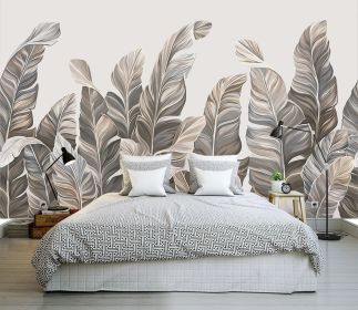 Large Silk Wall Murals, Cloud Wallpaper, 155in(W) x103in(H). Brings Luxury and Elegance to Interior Spaces. Perfect for Kids' Room, Living Room, Offic (Color: Leaf Wallpaper 02, size: 155 inx103 in)