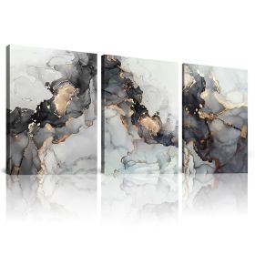 Marble Picture Frame, Canvas Wall Art, 3 Piece (12inX16in), Wall Decor for Bedroom, Minimalist Framed Boho Wall Art Decor for Dining Room Bedroom Bath (Color: Black white gold, size: 1park-3pcs)