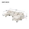 [VIDEO provided][New]Wide Seat Corduroy Modular Sectional Sofa Bed,Sleeper Couch Set with Armrest Pillow,6 Seat Free Combination Sofa with Ottomans,Ov
