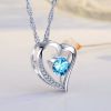 Emma Manor Heart Necklace 14K White Gold Plated Round Cut Cubic Zirconia Forever Lover Heart Pendant Necklace for Women Girls